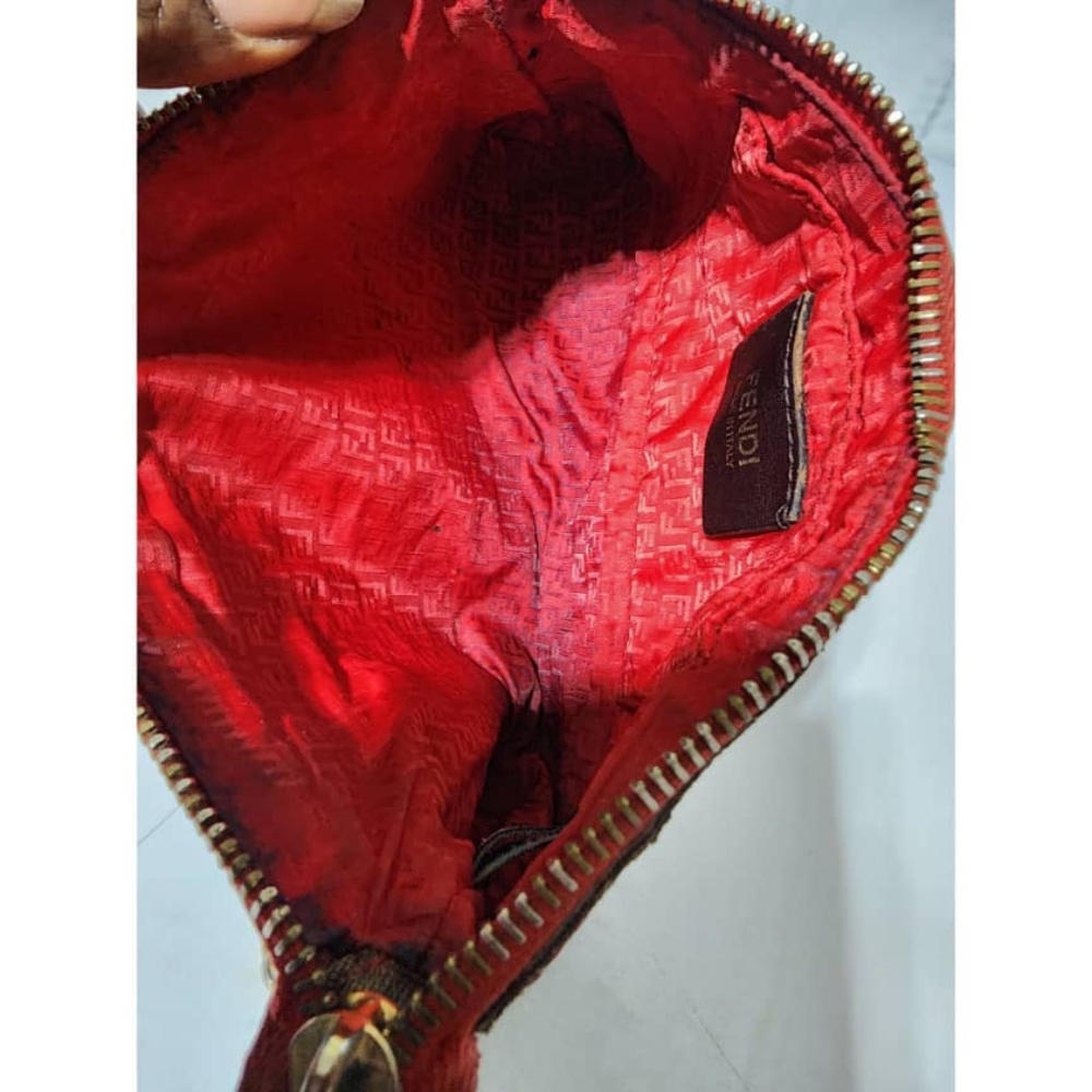 Authentic FENDI Zucca Spalmati Pochette Brown - Picture 11 of 12